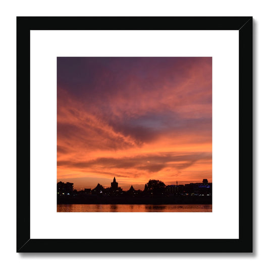 Sunset at Mekong River Framed & Mounted Print